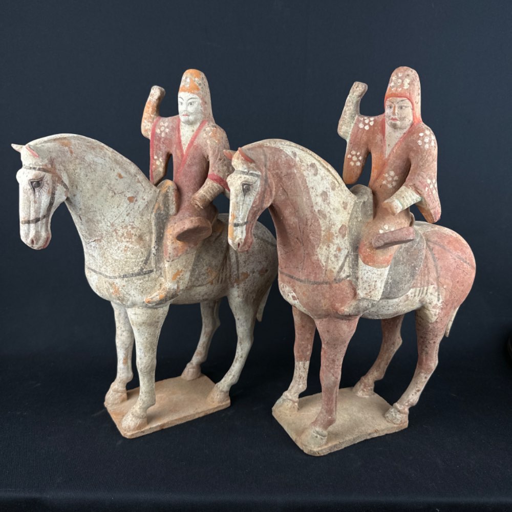 2 horses with drummers of terracotta from the Tang Dynasty (618-907 AD) TL tested