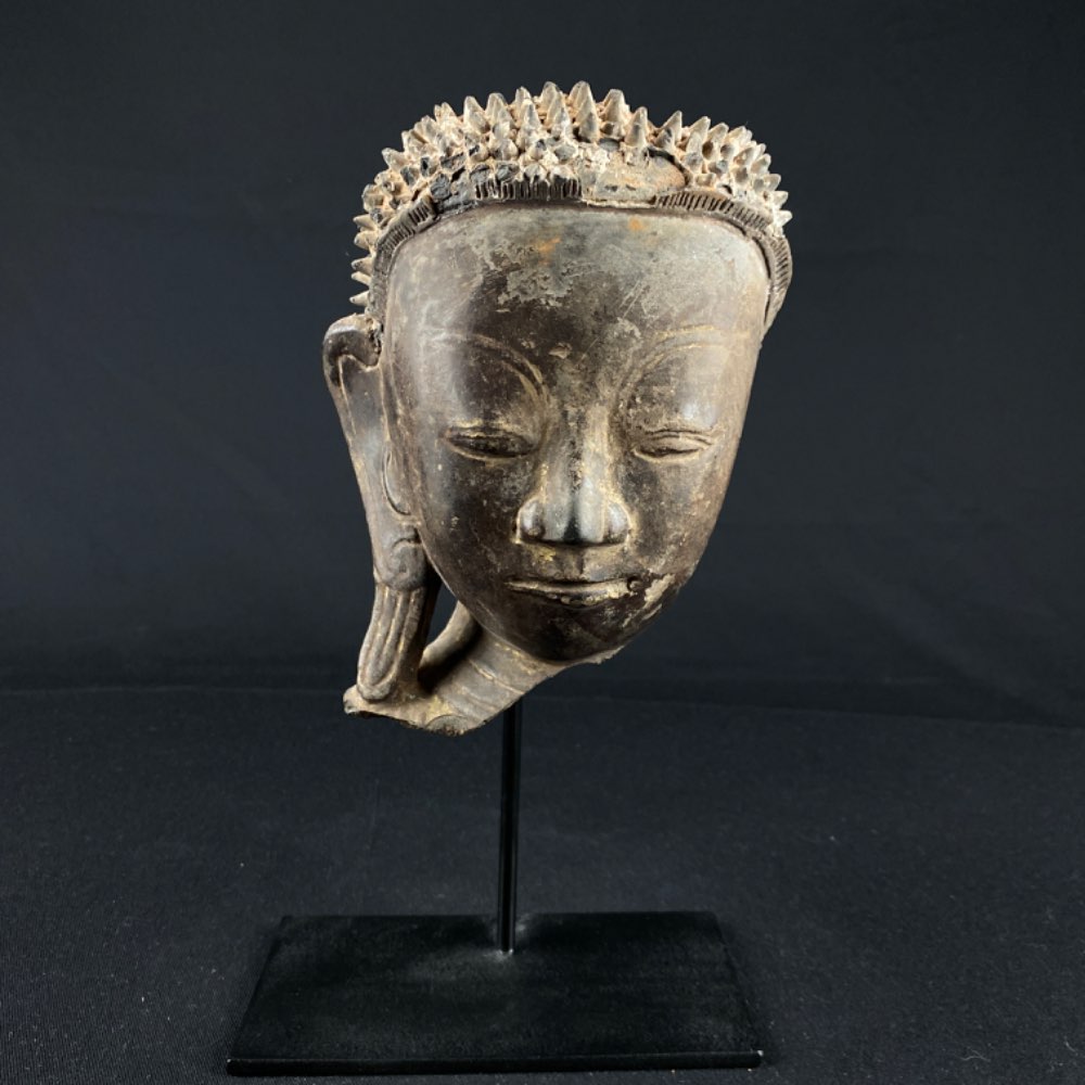 Buddha head of lacquer 17-18th century, Myanmar Ava