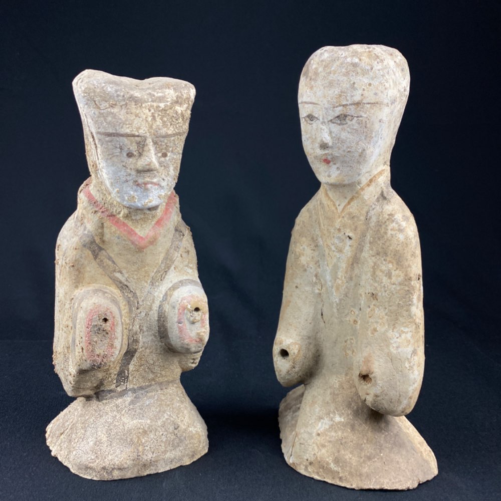 Han Dynasty court attendant couple of terracotta