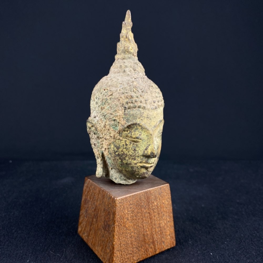 Nice Thai bronze Buddha head from Ayutthaya C17th