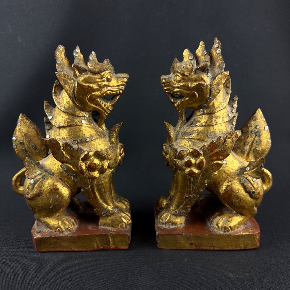 set of 2 Chinthe Guardian Lions, around 19th century, Myanmar