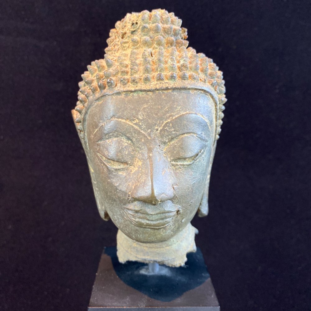 Thai bronze Buddha head from Ayutthaya C17th-C18th